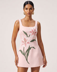 Lily Floral Print Sleeveless A-Line Mini Dress - Blush Pink