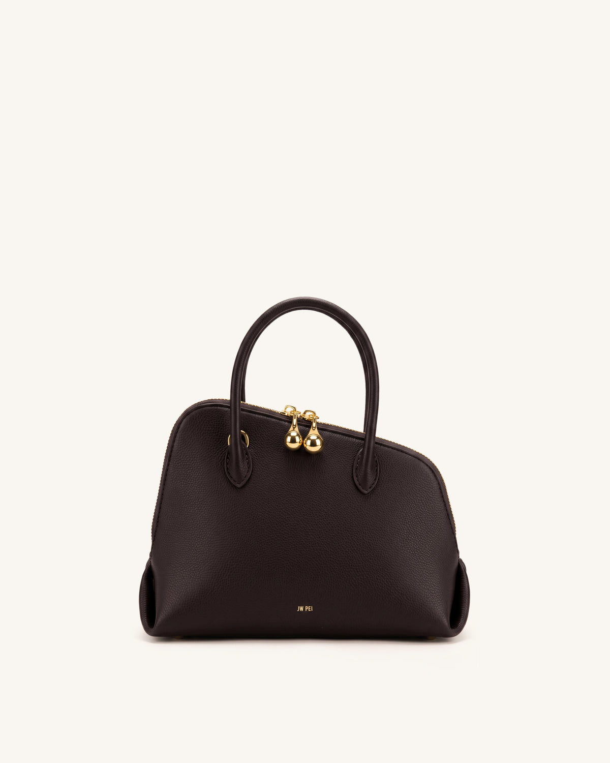 Nerina Pebbled Dome Top Handle Bag - Dark Brown