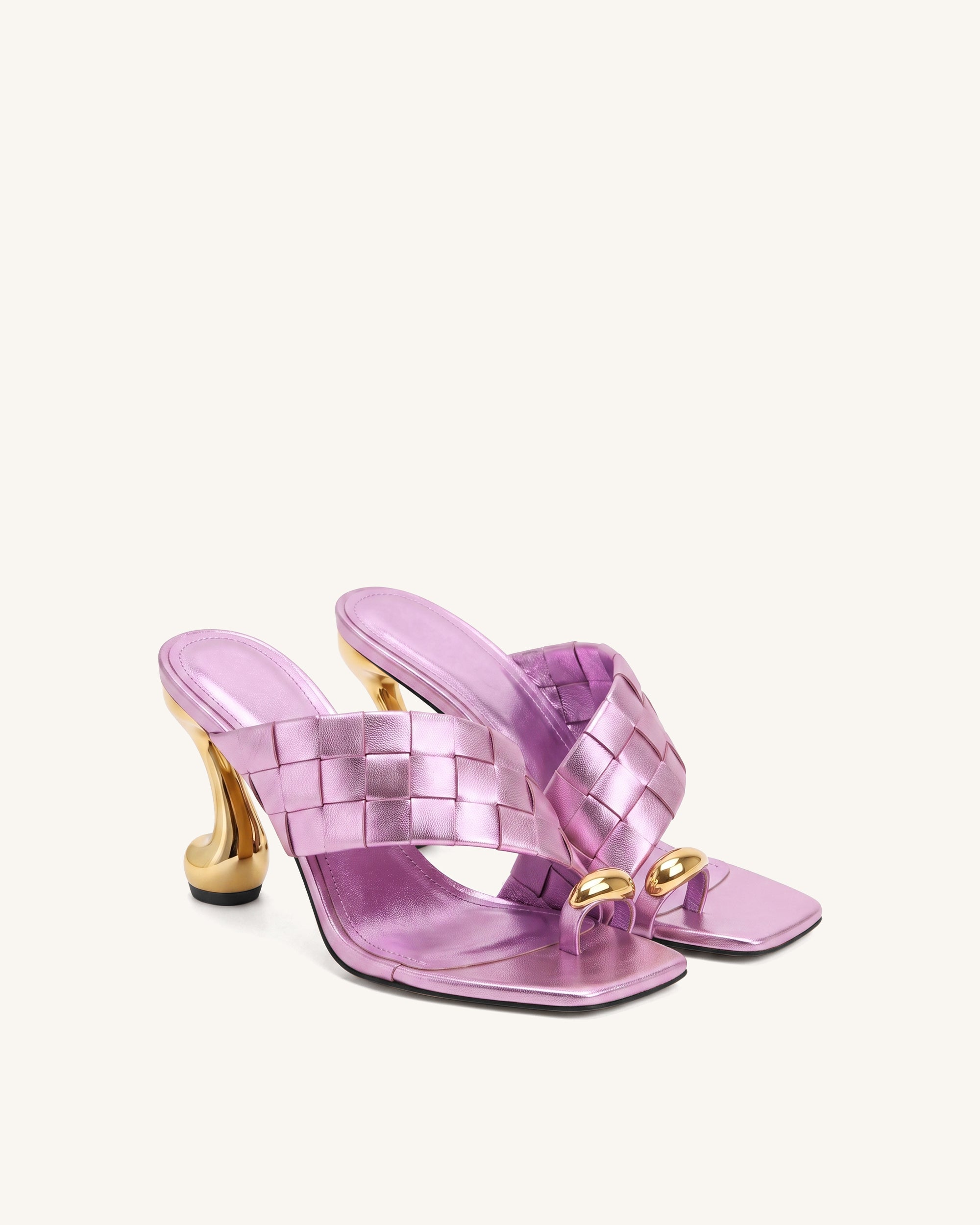 Noemi Square-Toe Woven Hardware Mules - Purple