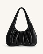 Ashley Ruched Shoulder Bag - Black