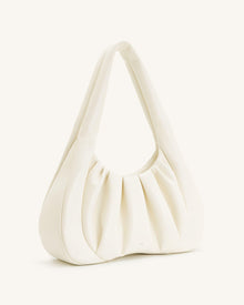Ashley Ruched Shoulder Bag - White