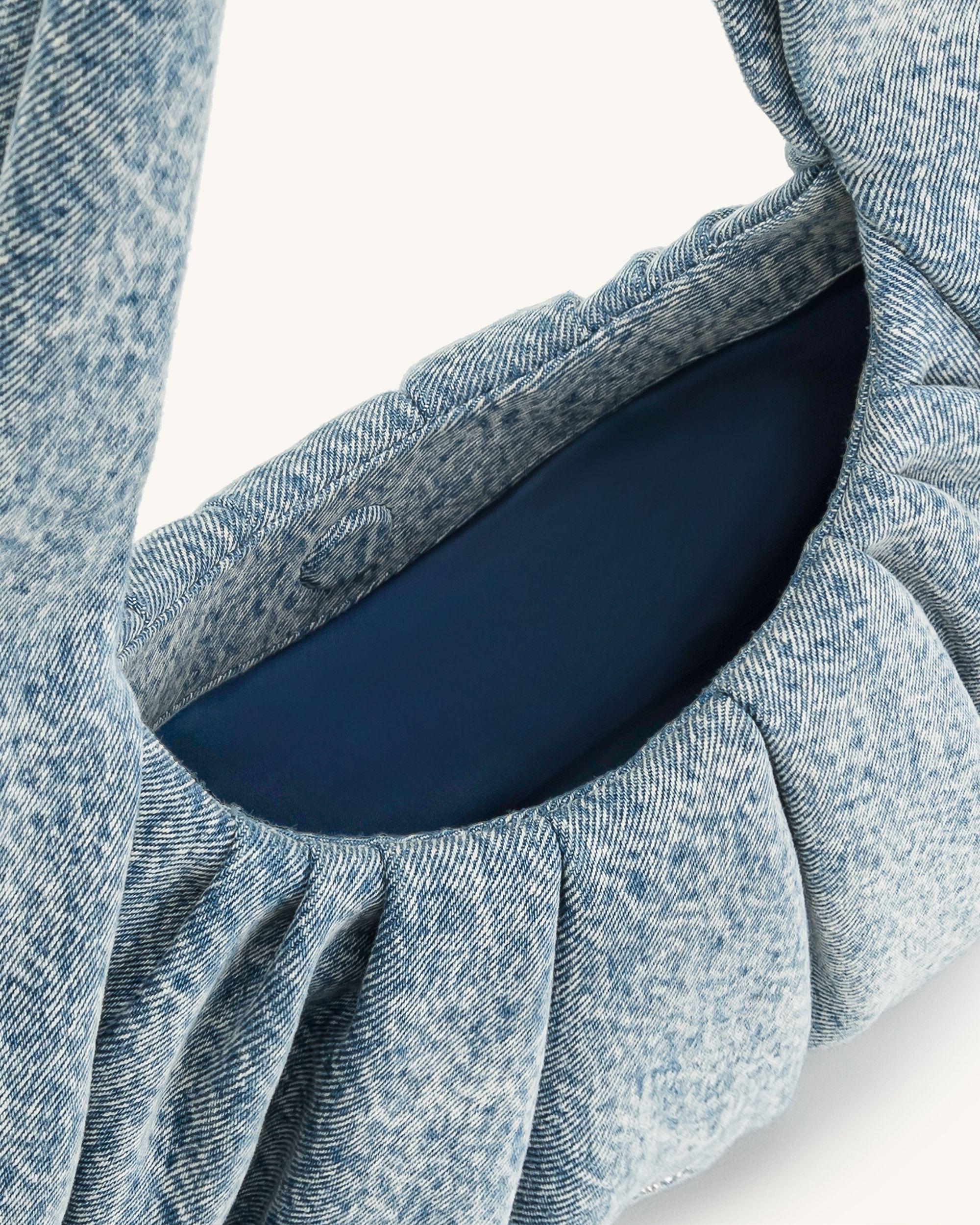 Ashley Denim Ruched Shoulder Bag - Blue