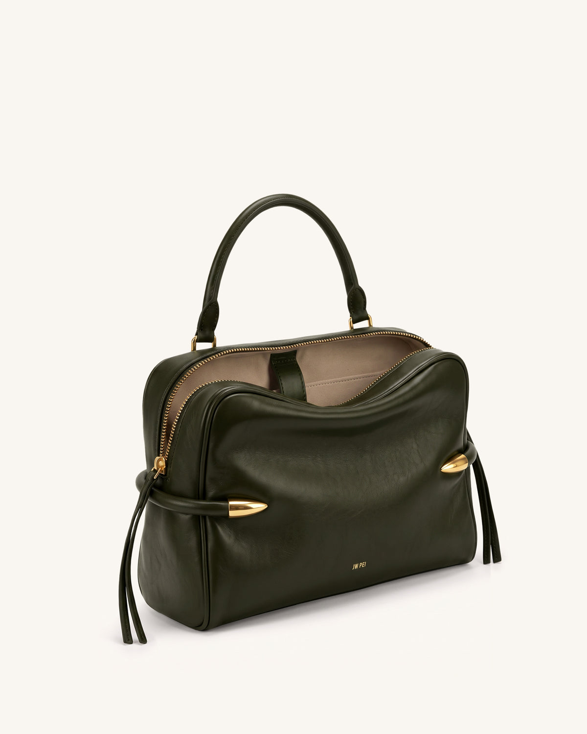 Callie Tusk Detail Shoulder Bag - Deep Olive Green