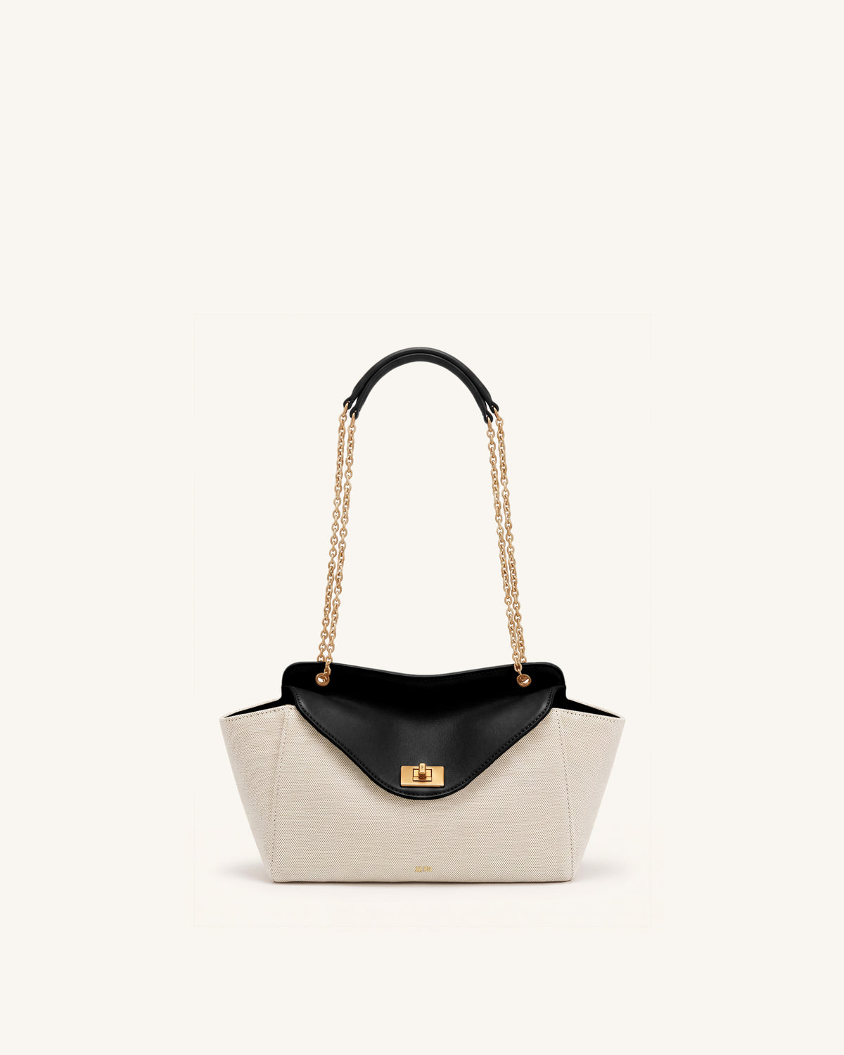 Lucia Envelope Chain Shoulder Bag - Black Canvas