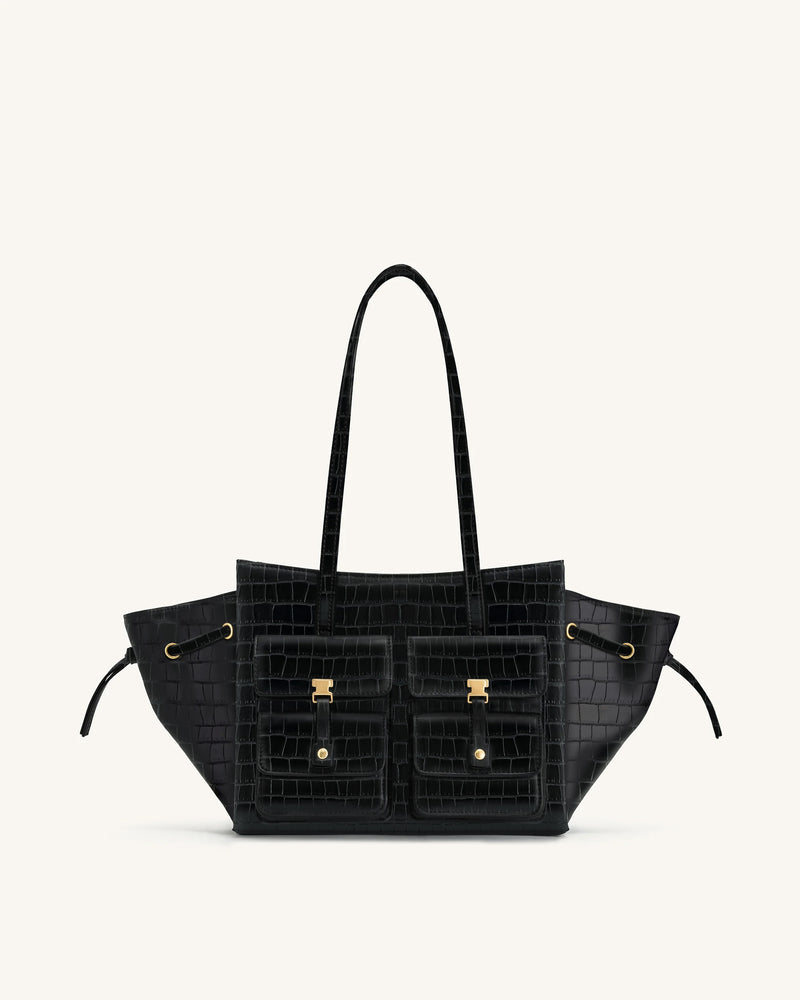 Linda Tote Bag - Black Croc