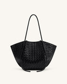 Nala Wide Weave Texture Tote Bag - Black