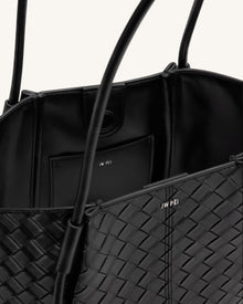 Nala Wide Weave Texture Tote Bag - Black