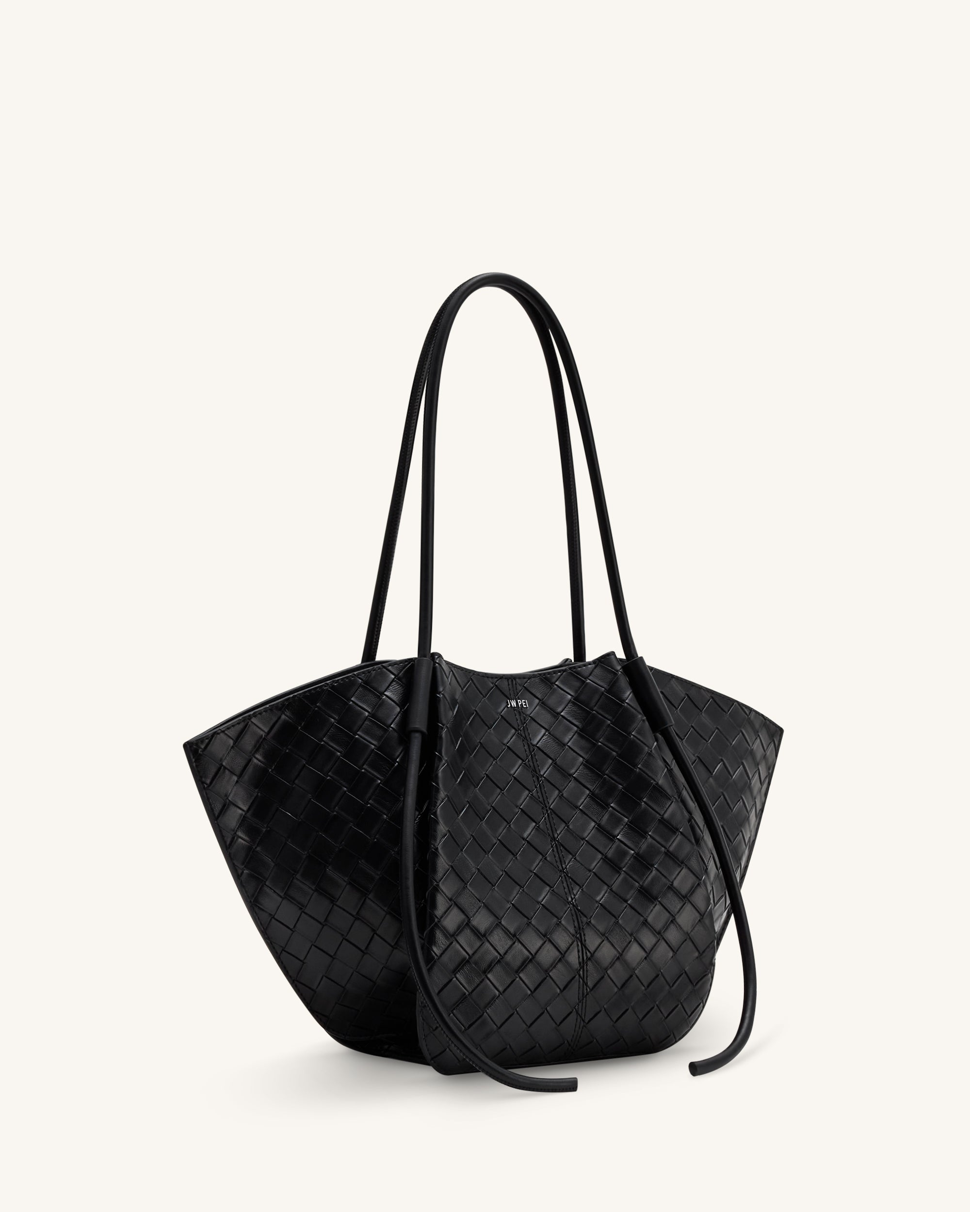 Nala Wide Weave Texture Tote Bag - Black