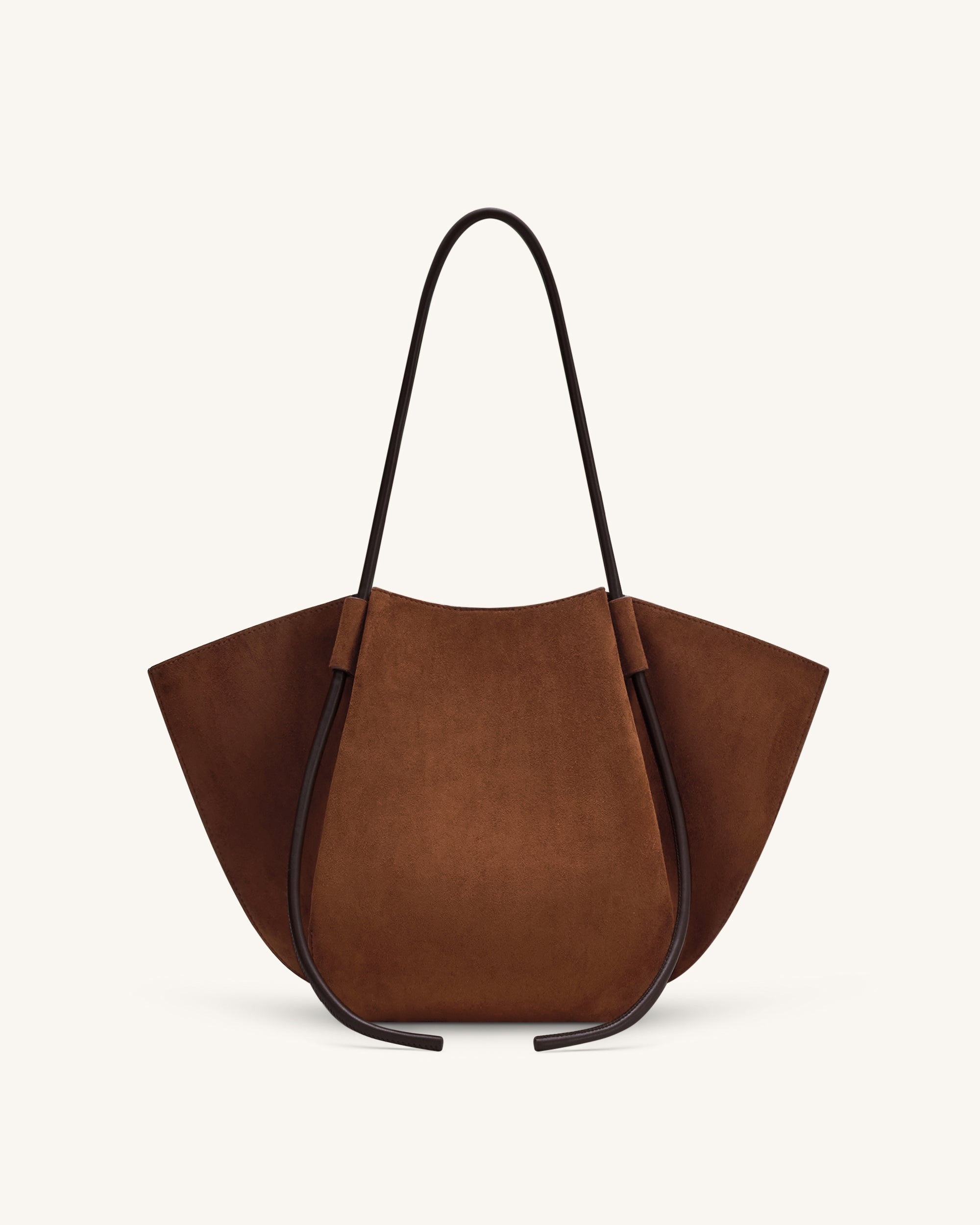 Nala Faux Suede Wide Tote Bag - Brown
