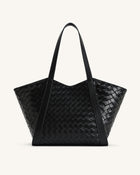 Kiana Large Capacity Weave Texture Tote Bag - Black