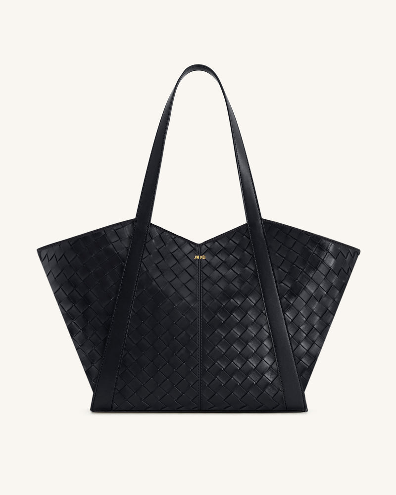 Kiana Large Capacity Weave Texture Tote Bag - Black