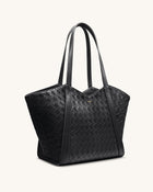 Kiana Large Capacity Weave Texture Tote Bag - Black