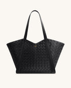 Kiana Large Capacity Weave Texture Tote Bag - Black