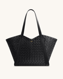 Kiana Large Capacity Weave Texture Tote Bag - Black