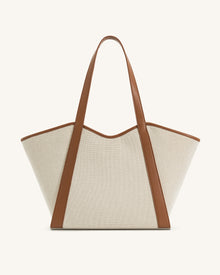 Kiana Large Capacity Tote Bag - Brown Canvas