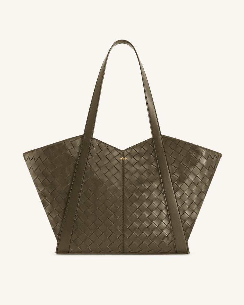 Kiana Large Capacity Weave Texture Tote Bag - Dark Olive