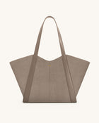 Kiana Large Capacity Faux Suede Tote Bag - Taupe