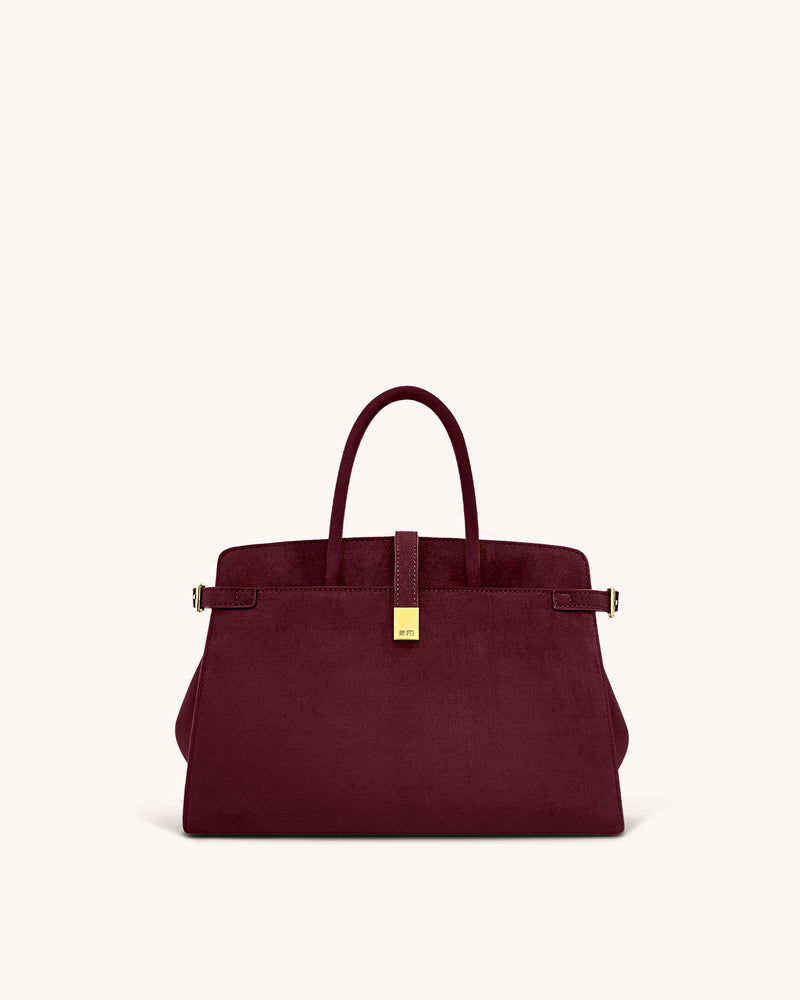 Saige Faux Suede Tote Bag - Burgundy