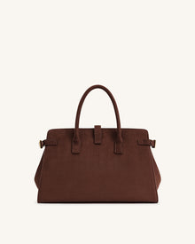 Saige Faux Suede Tote Bag - Brown