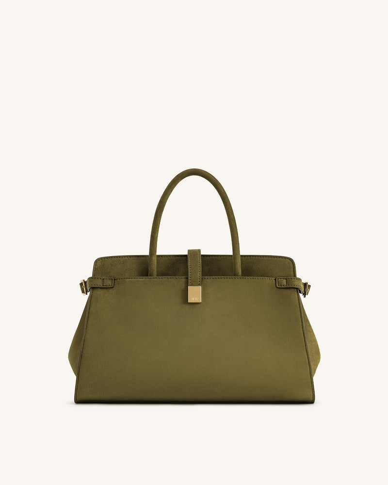 Saige Faux Suede Tote Bag - Olive Green