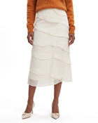 Tiered Ruffled Layered Midi Skirt - Soft Ivory