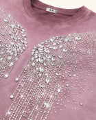 The Angelic Dripping Crystal Wings Tee - Dusty Rose