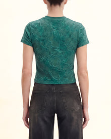 Crinkle Wash Cropped Tee - Emerald