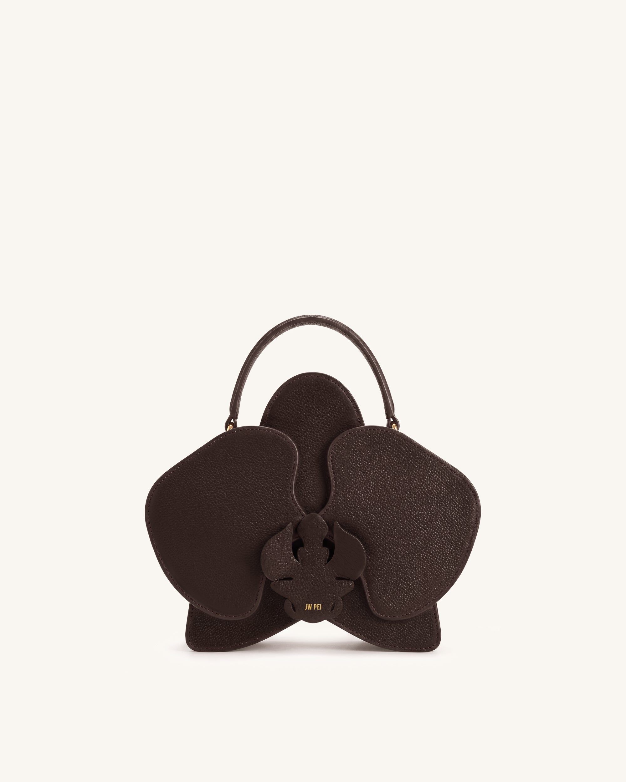 Flora Orchid Shaped Top Handle Bag - Dark Brown