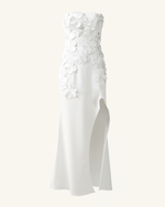 Floral Embroidered Long Dress - White