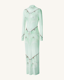 Moth Sheer Mesh Gown - Green/Beige