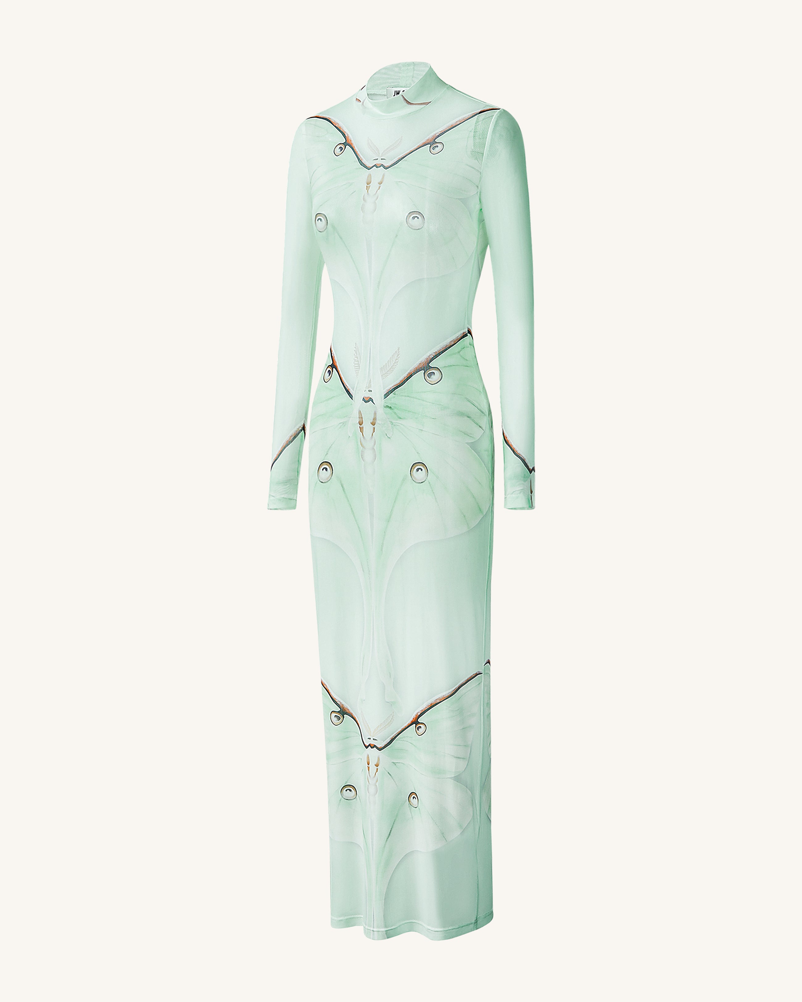 Moth Sheer Mesh Gown - Green/Beige
