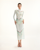 Moth Sheer Mesh Gown - Green/Beige