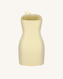 3D Floral Appliqué Strapless Mini Dress - Yellow