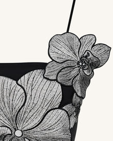 Orchid Appliqué Mini Dress - Black/Silver