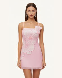 Orchid Appliqué Mini Dress - Pink