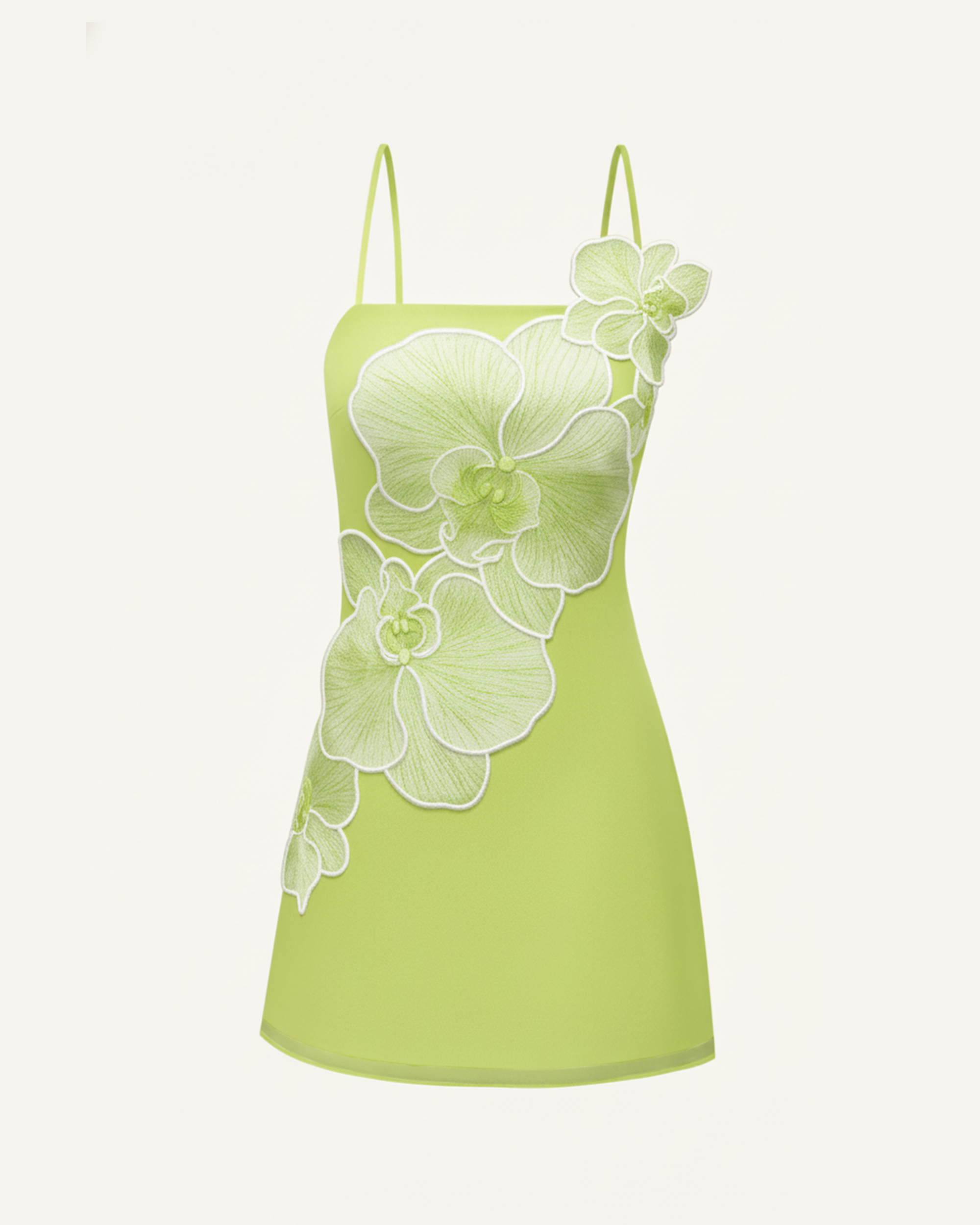 Orchid Appliqué Mini Dress - Green