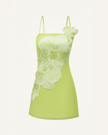 Orchid Appliqué Mini Dress - Green
