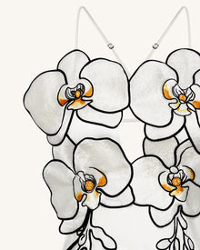 Orchid Embroidered Dress - White/Black