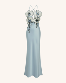 Orchid Embroidered Dress - Light Blue/Ivory