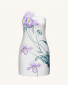 Slipper Orchid Appliqué Mini Dress - White