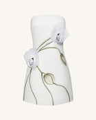 Orchid Appliqué Strapless Dress - White