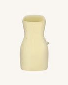 Strapless Floral Appliqué Dress - Yellow