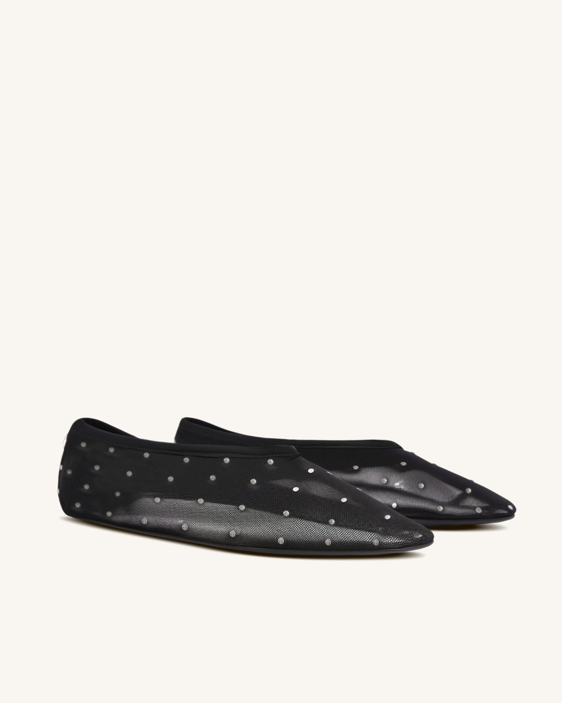 Adalyn Crystal Embellished Ballet Flats-Black - JW PEI