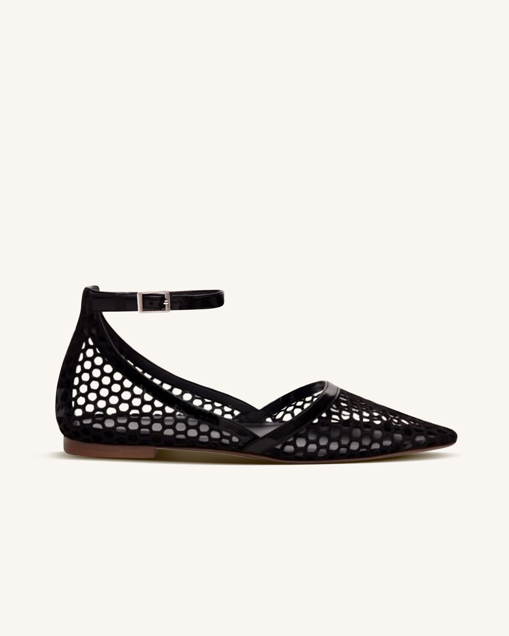 Janet Fishnet Ballet Flats-Black - JW PEI