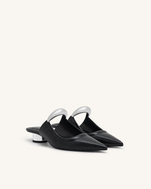 Helena  Pierced Mules - Black