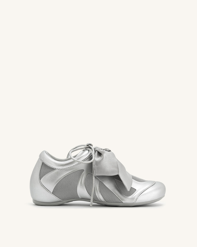 Rosie Metallic Bow Tie Low Top Sneakers - Silver