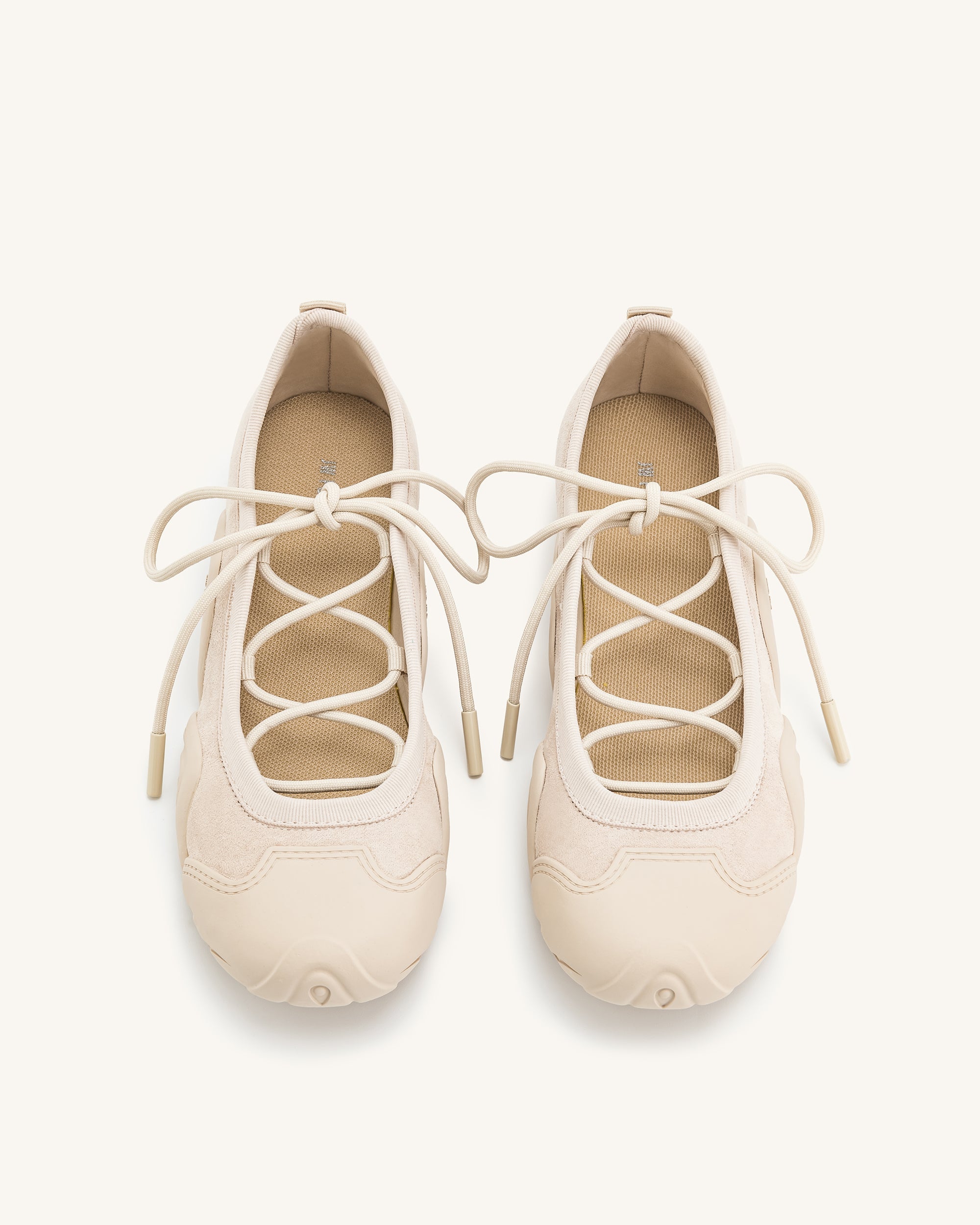 Caitlin Lace-up Ballerina Sneakers  - Beige