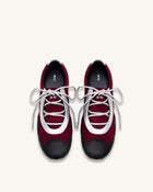 Caitlin Faux Suede Lace-up Ballerina Sneakers - Burgundy & Light Grey