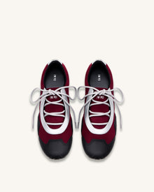Caitlin Faux Suede Lace-up Ballerina Sneakers - Burgundy & Light Grey