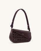 Addisyn Cutout Woven Shoulder Bag - Burgundy